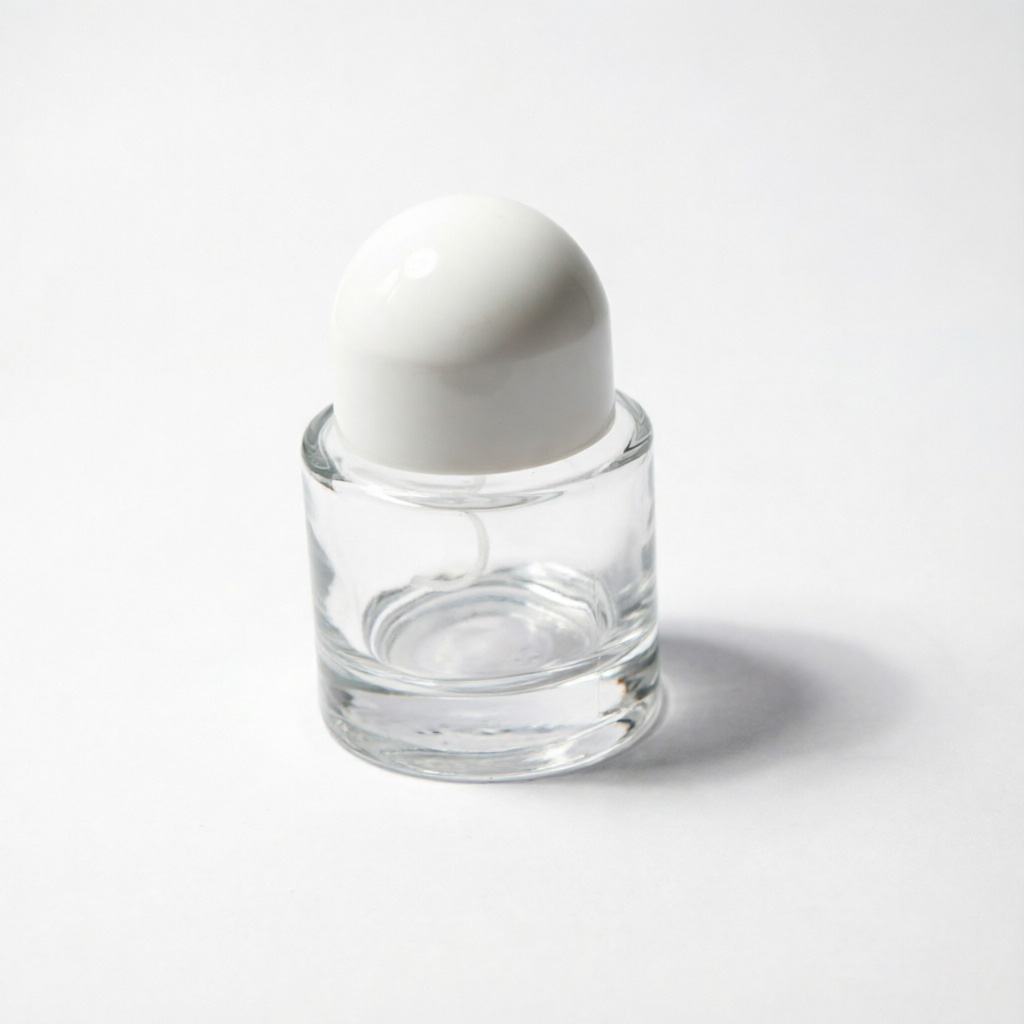 Clear Round Glass Perfume Bottle with Black & White Ball Cap 30ml 50ml
