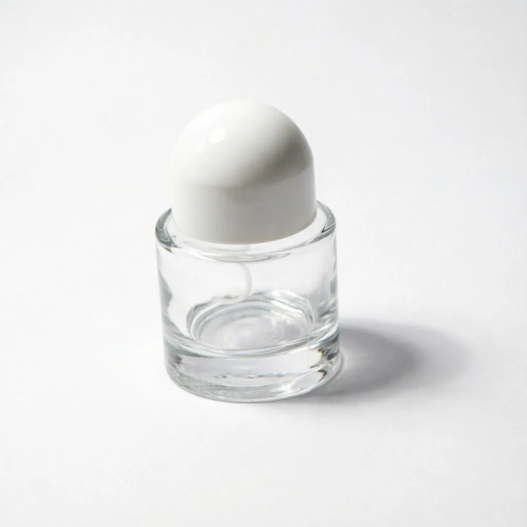Clear Round Glass Perfume Bottle with Black & White Ball Cap 30ml 50ml