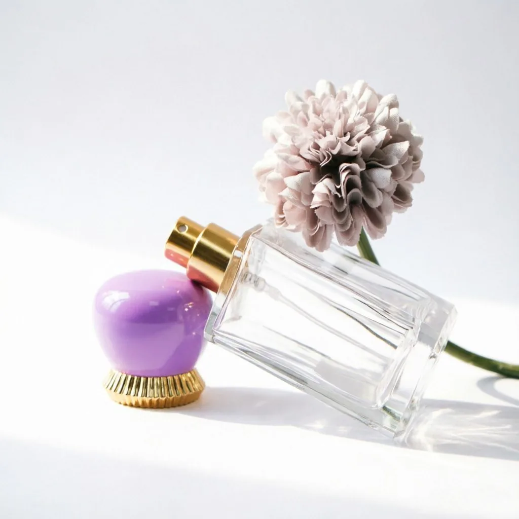 Classic Square Glass 향수 병 포함 Purple Oval Gold Cap 50ml