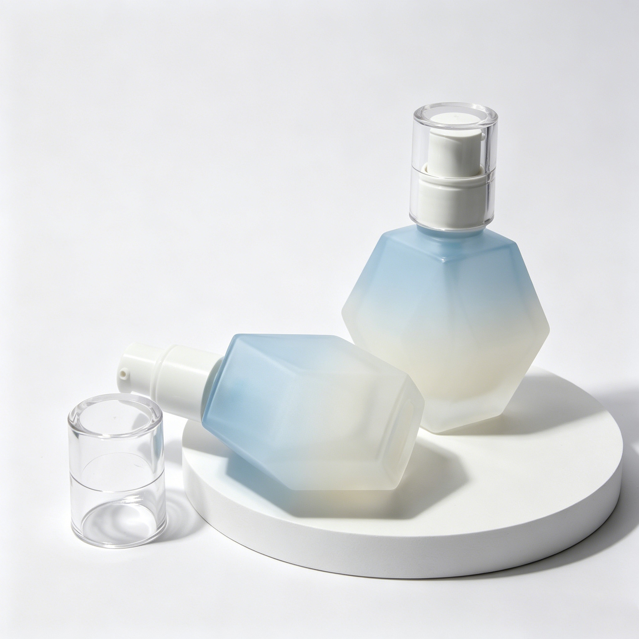 Blue Gradient Polygon Glass Essence Bottle 30ml