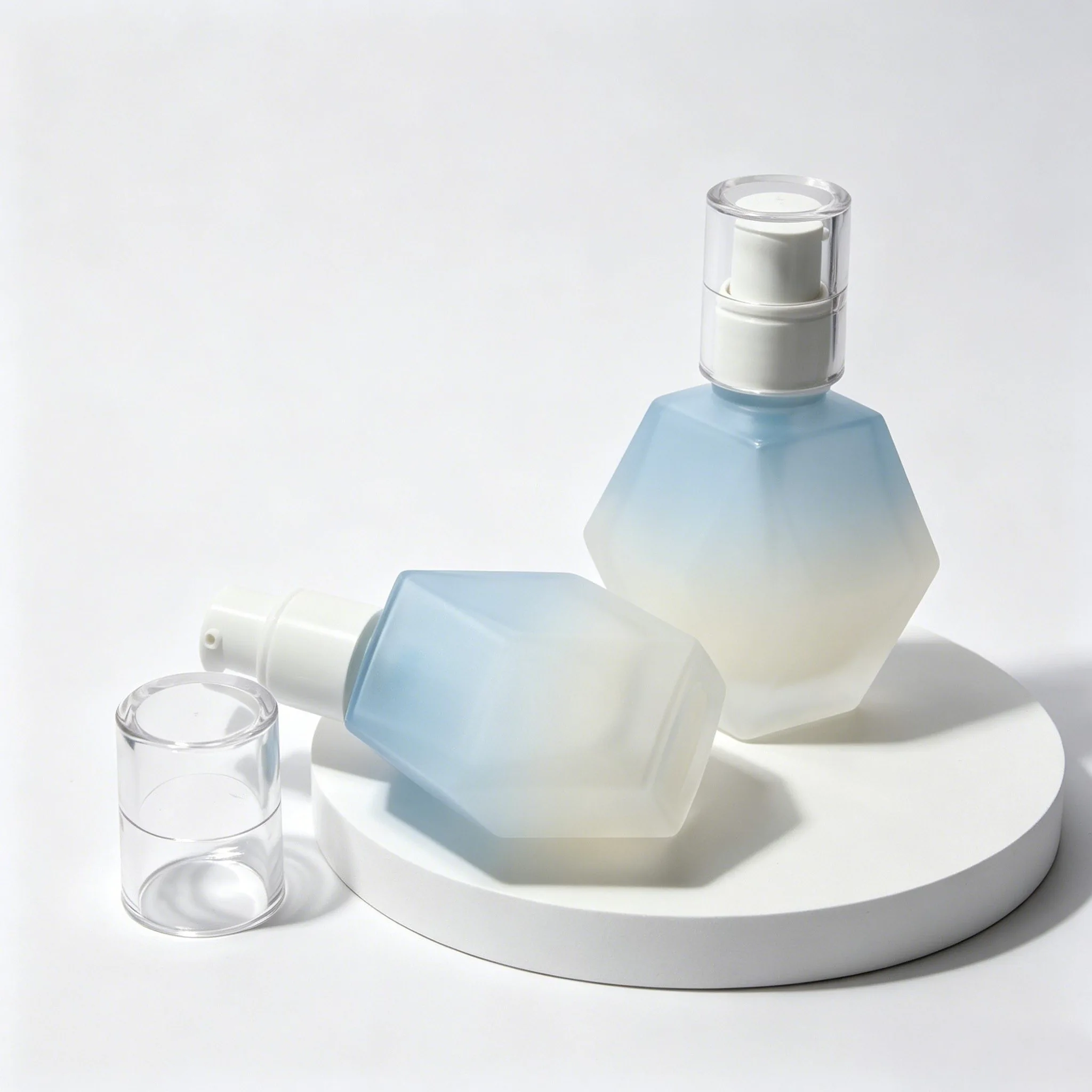 Blue Gradient Polygon Glass Essence Bottle 30ml