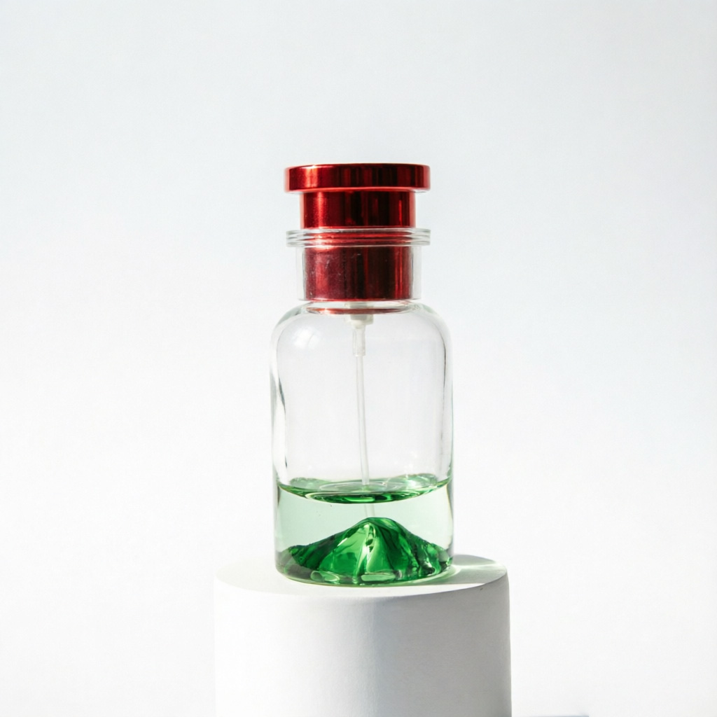 Creative Mountain Landscape Glass Perfume Bottle with Red Cap 50ml