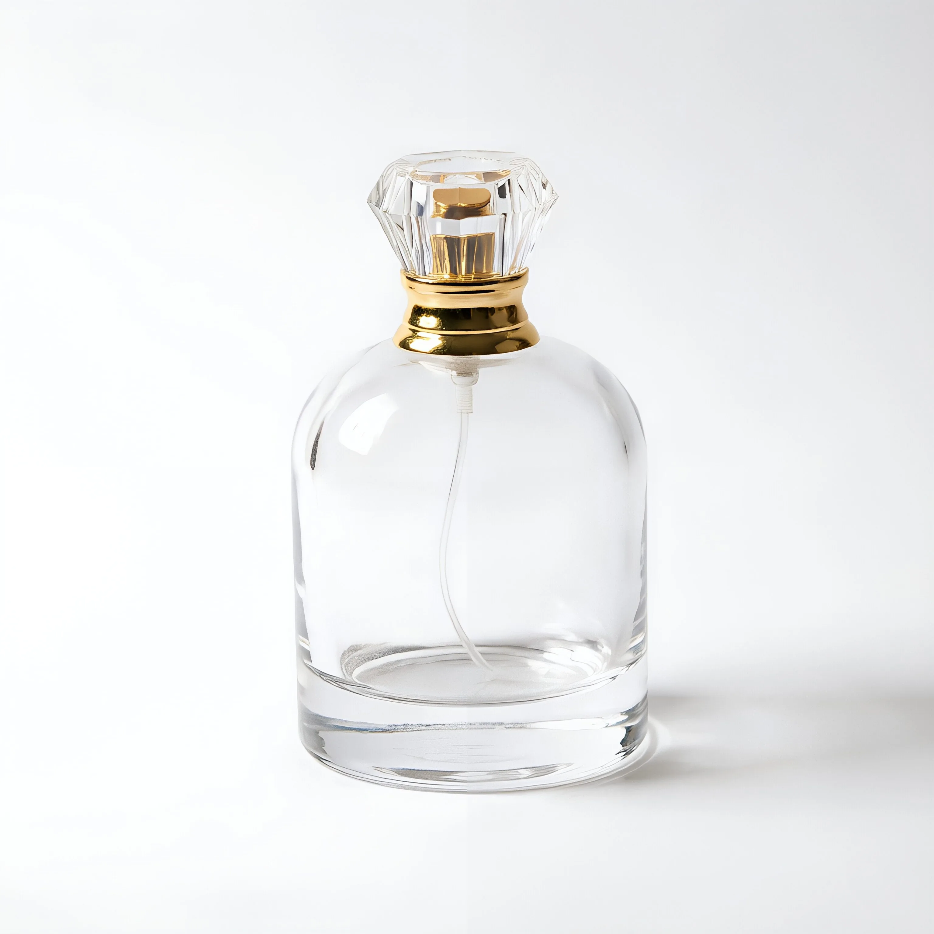 Oval Clear Glass Perfume Bottle with Gold Spray Pump 100ml