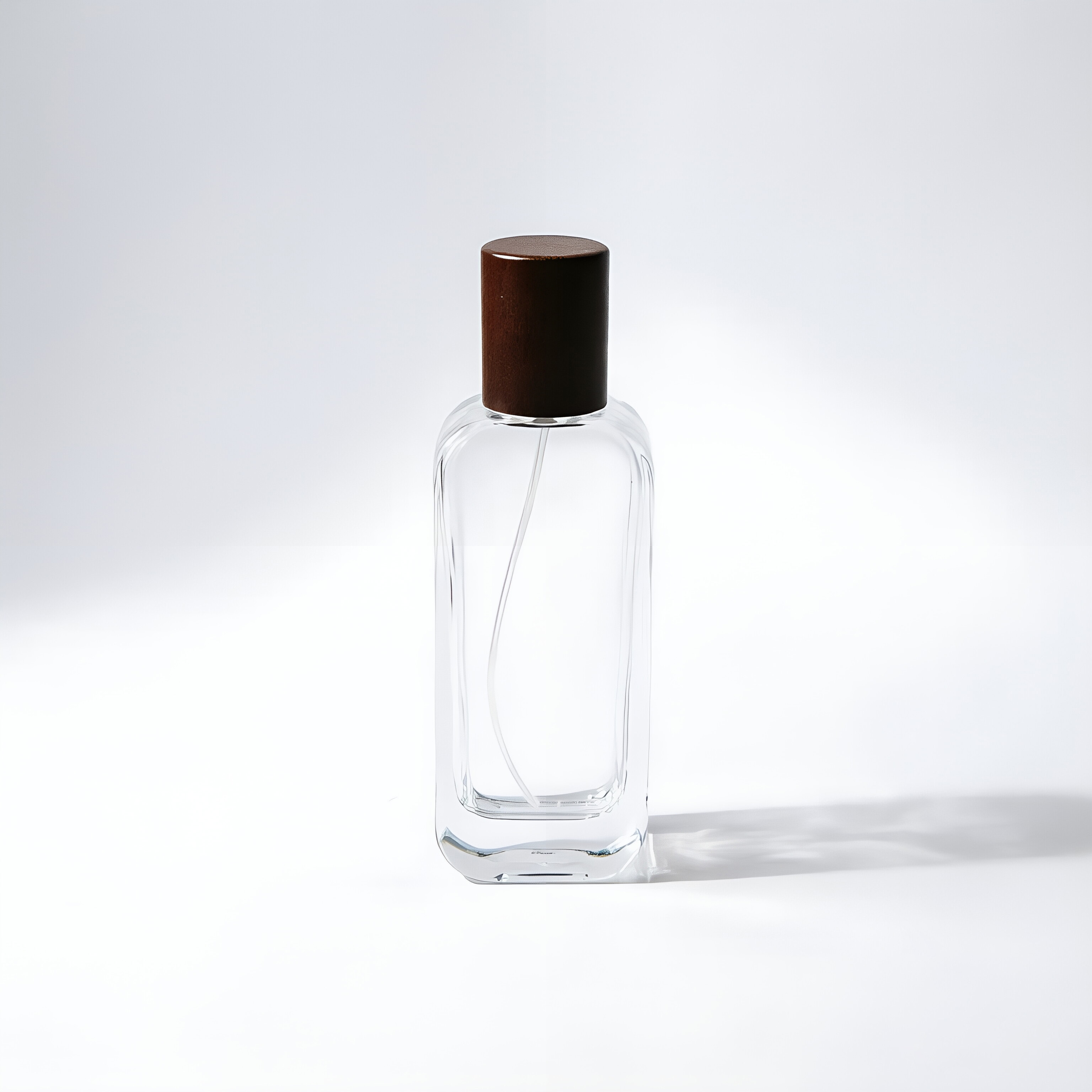 Tall Rectangular Clear Glass Perfume Bottle with Wooden Cap 50ml