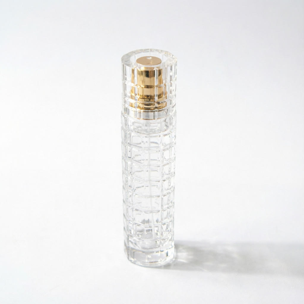 Vertical Ribbed Glass Perfume Bottle with Gold Cap 50ml
