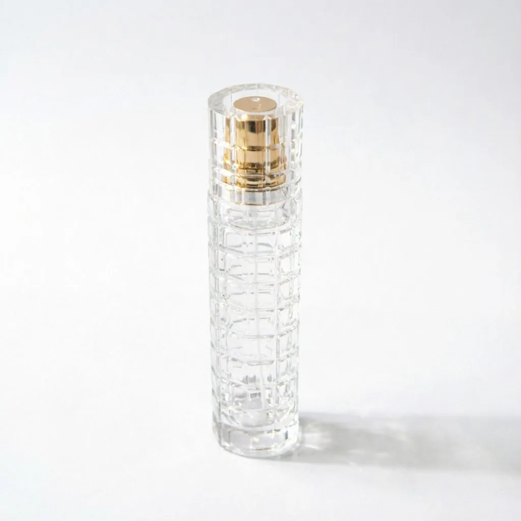 Vertical Ribbed Glass parfüm şişesi with Gold Cap 50ml