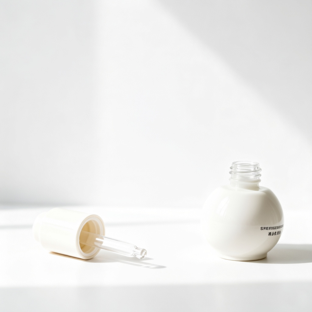 Pearl White Round Glass Essence Pump Bottle