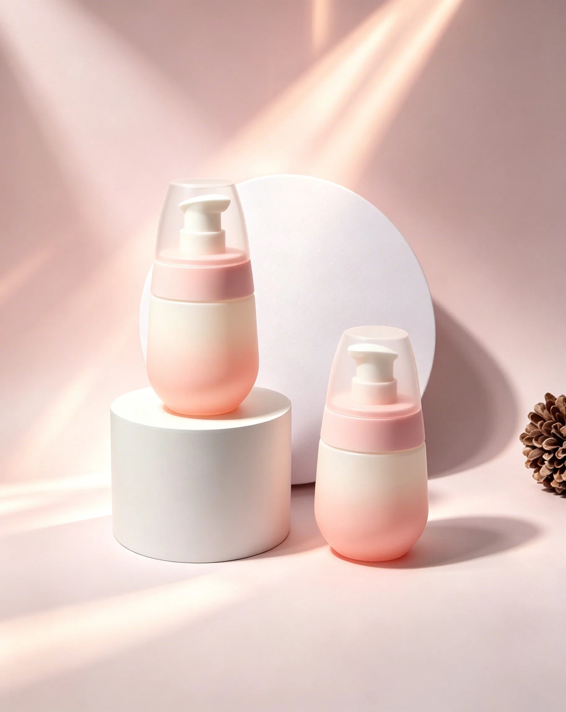 Pink Gradient Frosted Glass Lotion Bottle 30ml