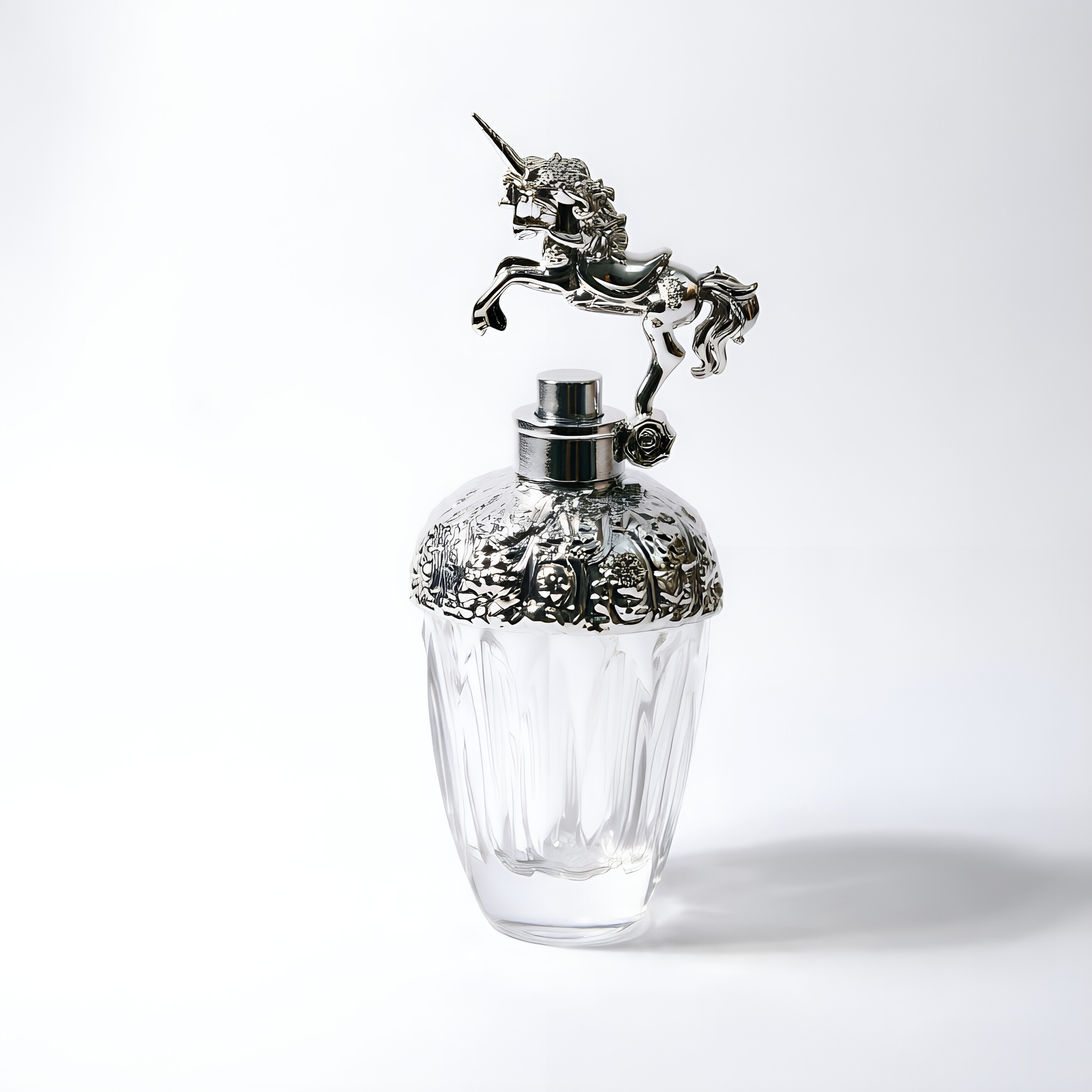 Embossed Glass Perfume Bottle with Unicorn Cap 100ml