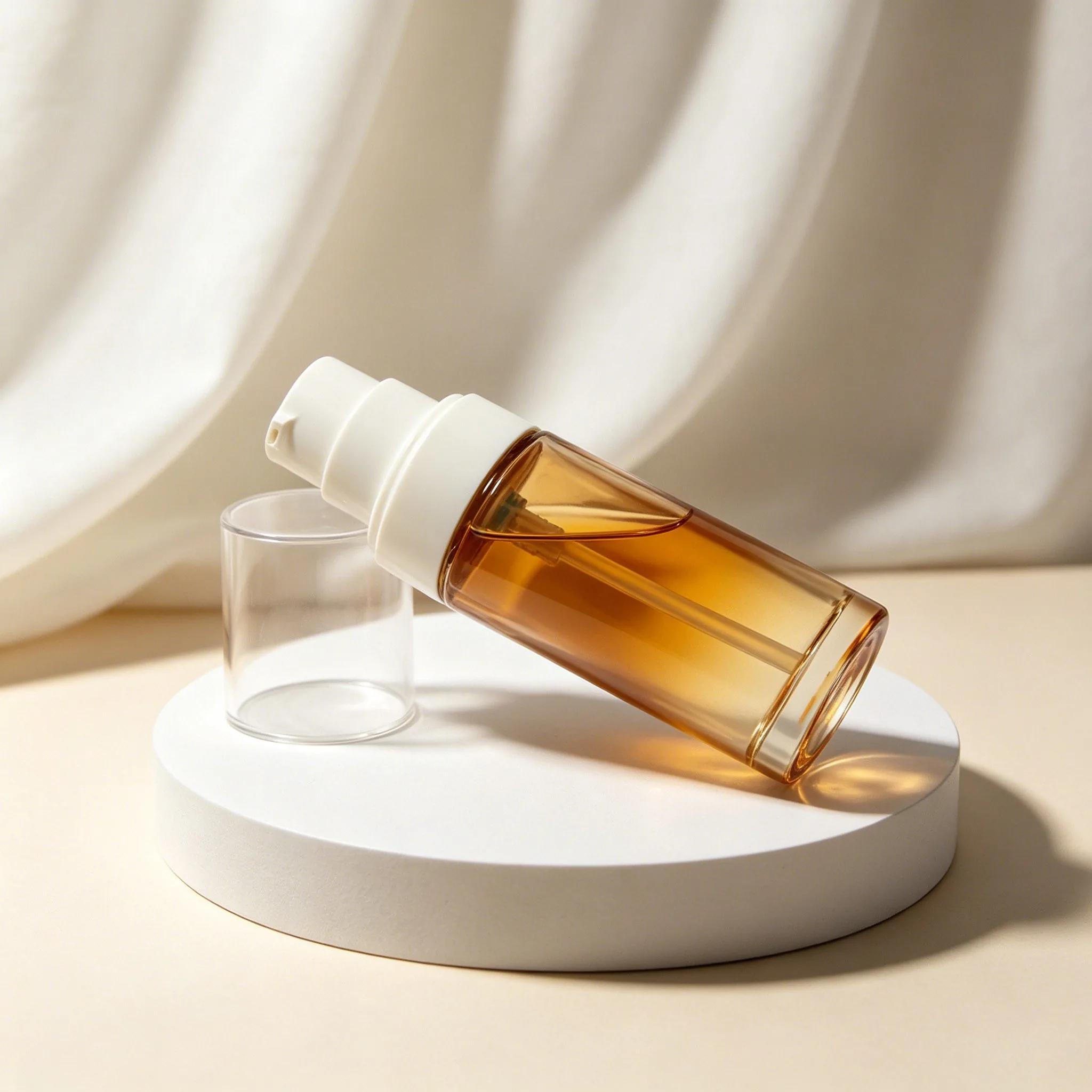 Amber Glass Serum Pump Bottle 30ml