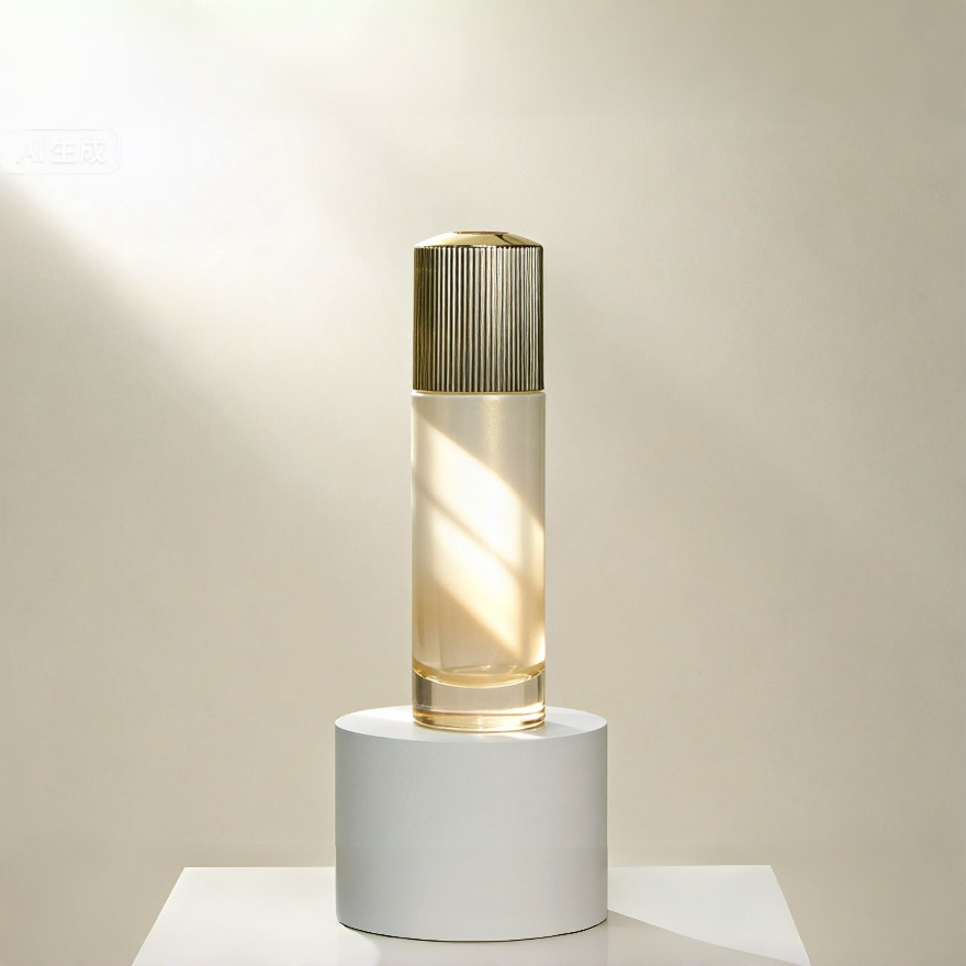 Luxury Stripe Line Glass Cosmetic Bottle Custom Thick Bottom Unique Glass Bottle