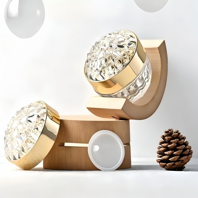 Screen Printing 50 ML Empty Glass Cream Container With Diamond Lid Luxury Jar Cosmetic