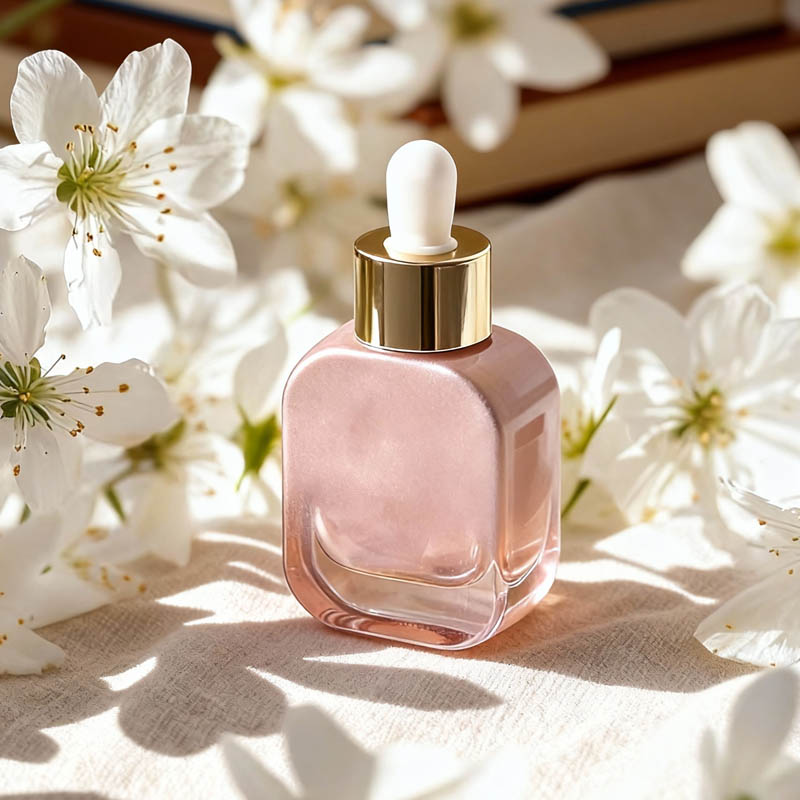 Stock Wholesale 30ml Rounded Flat Square Essential Oil Bottle Clear Empty Dropper Bottle