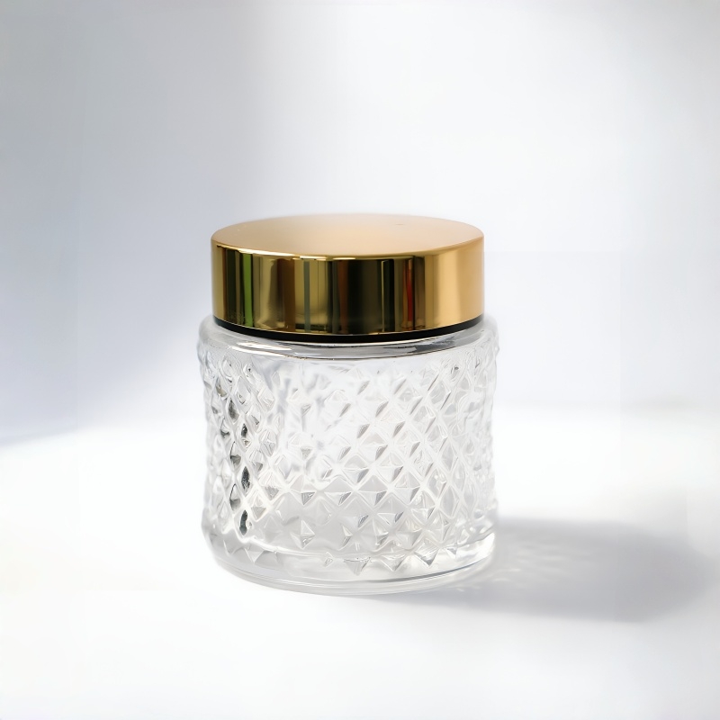 Luxury Frosted Glass Cream Jar with Gold Lid