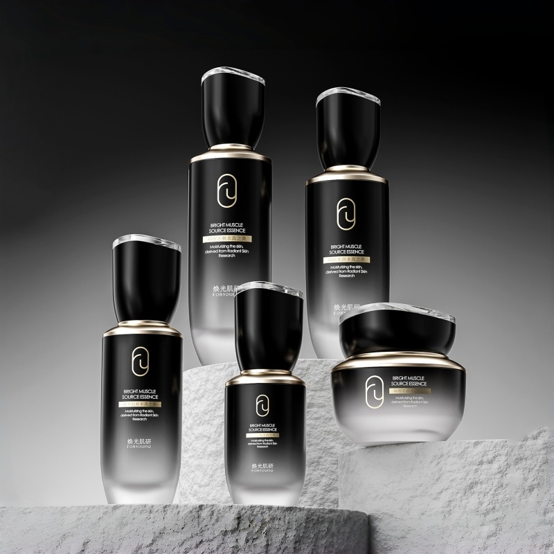 Champagne Gold Cylindrical Skincare flacon Set 100ml 150ml 50g