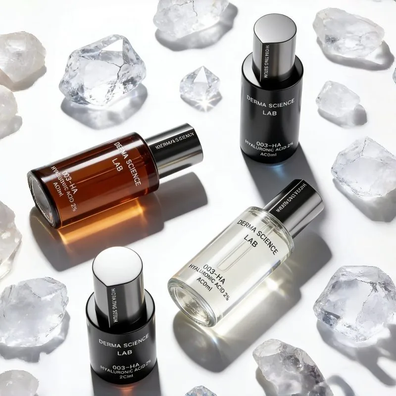 Minimalist Clear Glass Cosmetic Jar and Bottle Set with Grey Cap