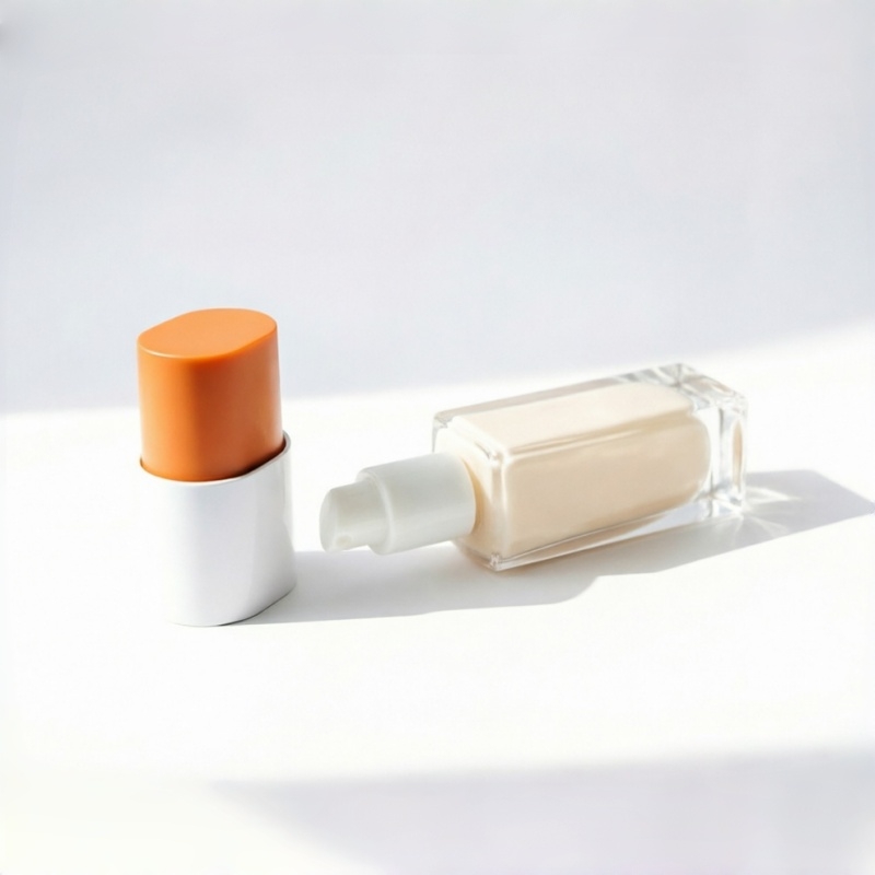 30ml Clear Cylindrical Glass Foundation Bottle with Orange Matte Cap