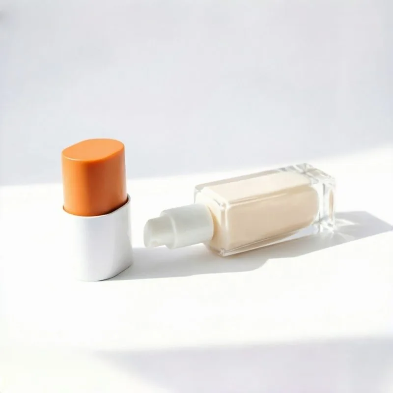 30ml Clear Cylindrical cam fondöten şişesi with Orange Matte Cap