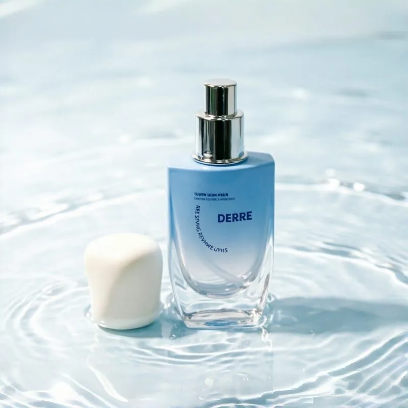 50ml Blue Gradient Square cam fondöten şişesi with Cream Twist Cap
