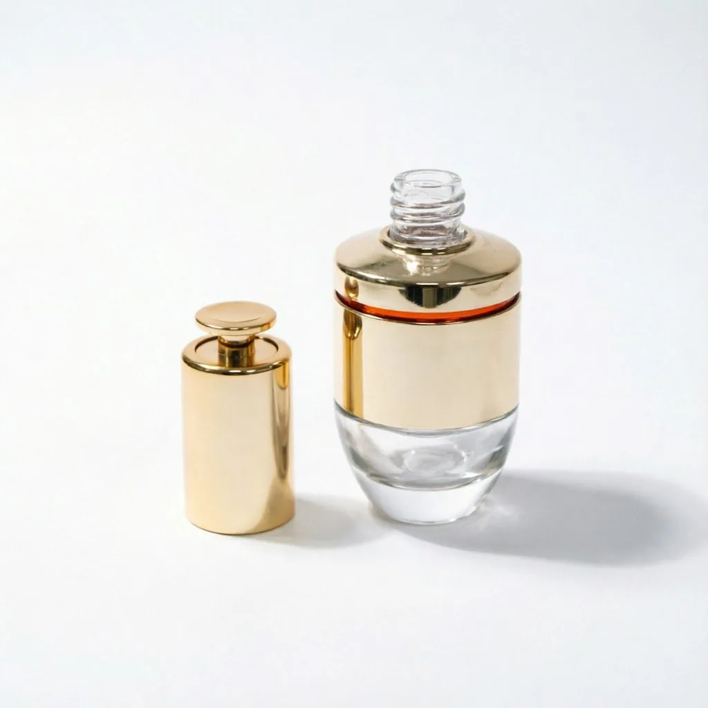 Clear Glass Serum şişe with Gold Pump