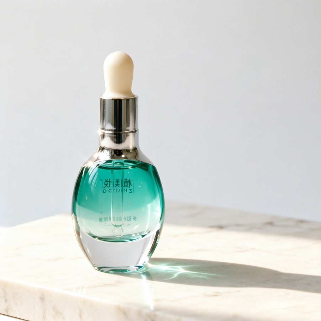Aqua Blue Glass Serum Dropper Bottle