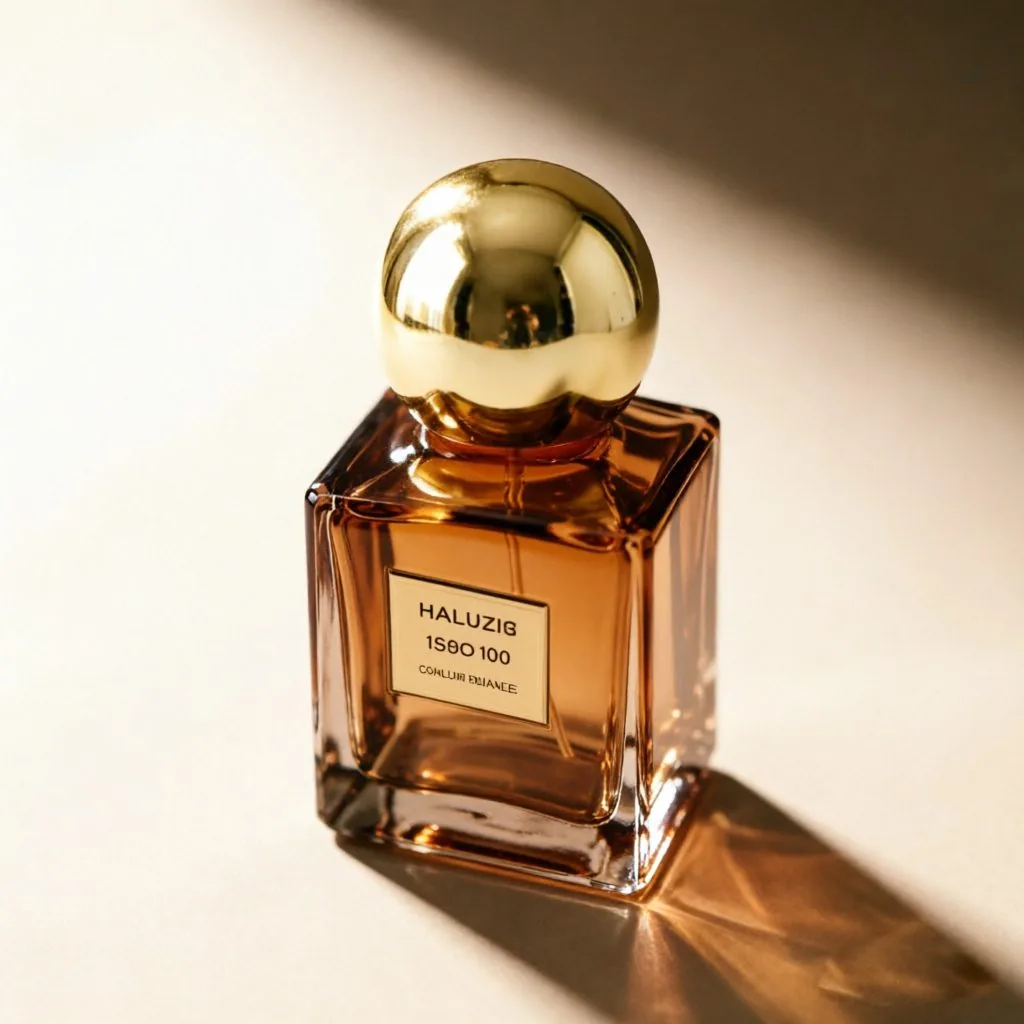 Brown Glass Perfume Bottle with Gold Cap
