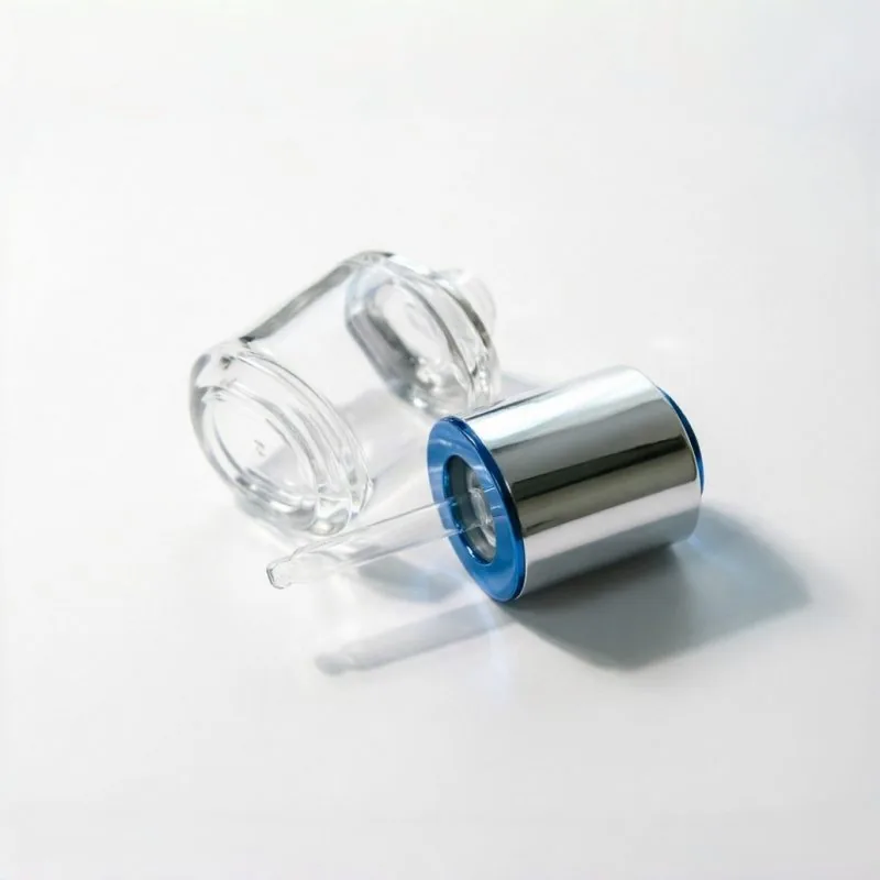 30ml Clear Glass Dropper Bottle with Blue Silver Cap