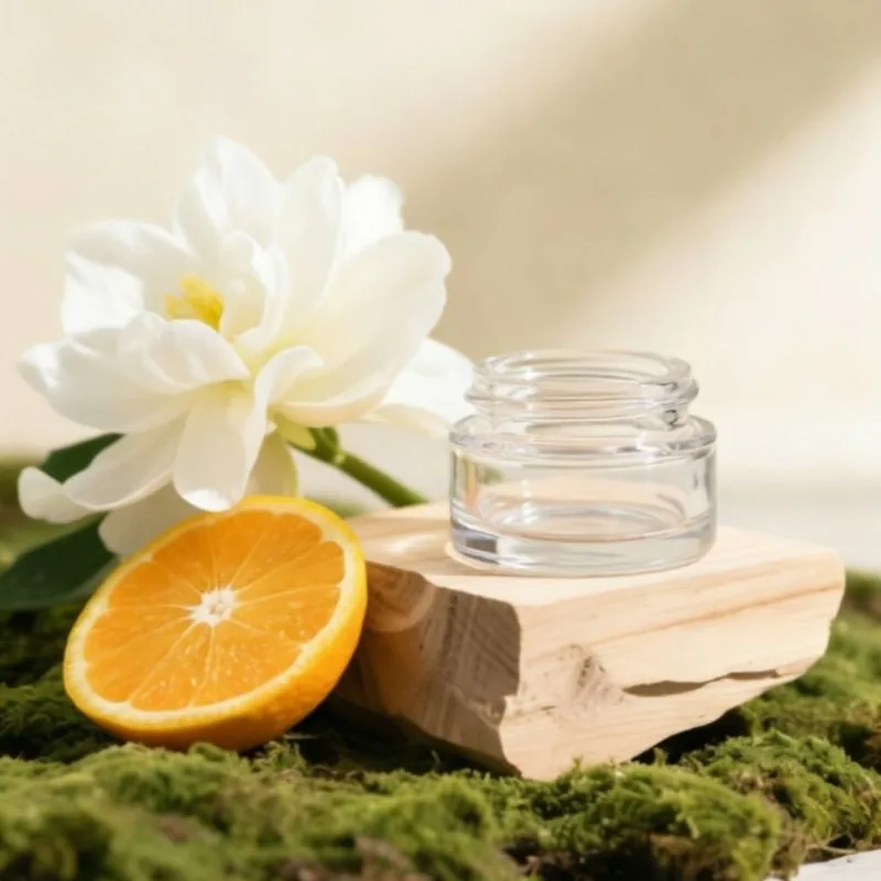 Low Profile Glass Cream Jar with Black Lid