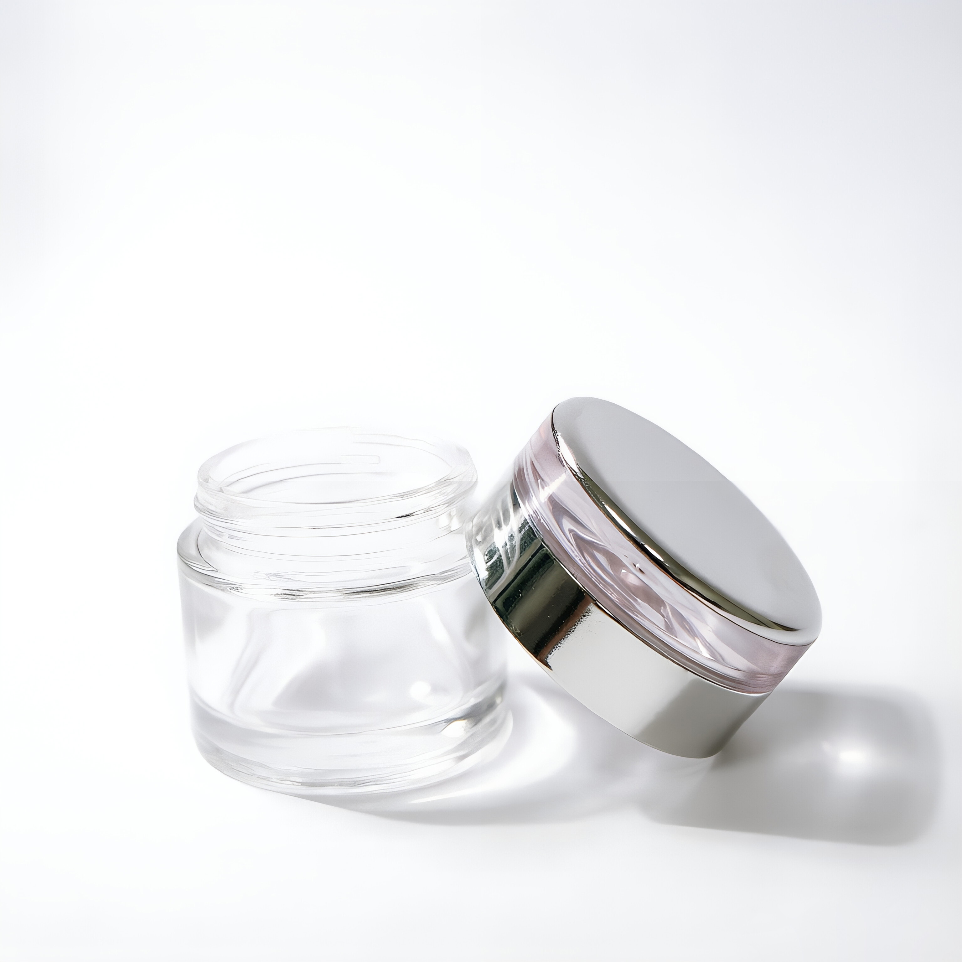 klar Glass Cremetiegel mit silver Lid