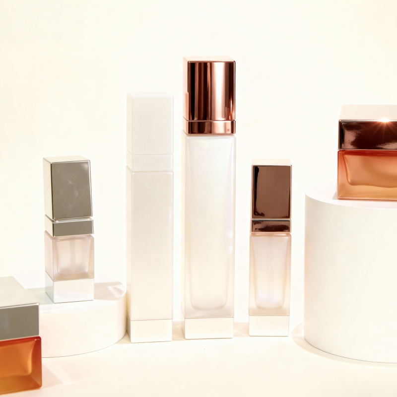 30g 50g Glass Empty Cream Jar Square Cosmetic Bottle