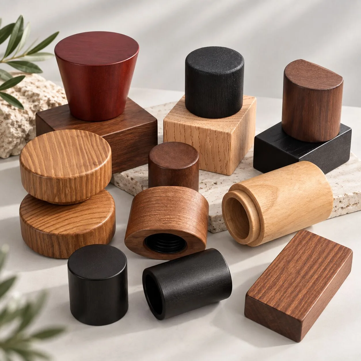 Custom Multi-Shape Bamboo & Wood Cosmetic Bottle Caps