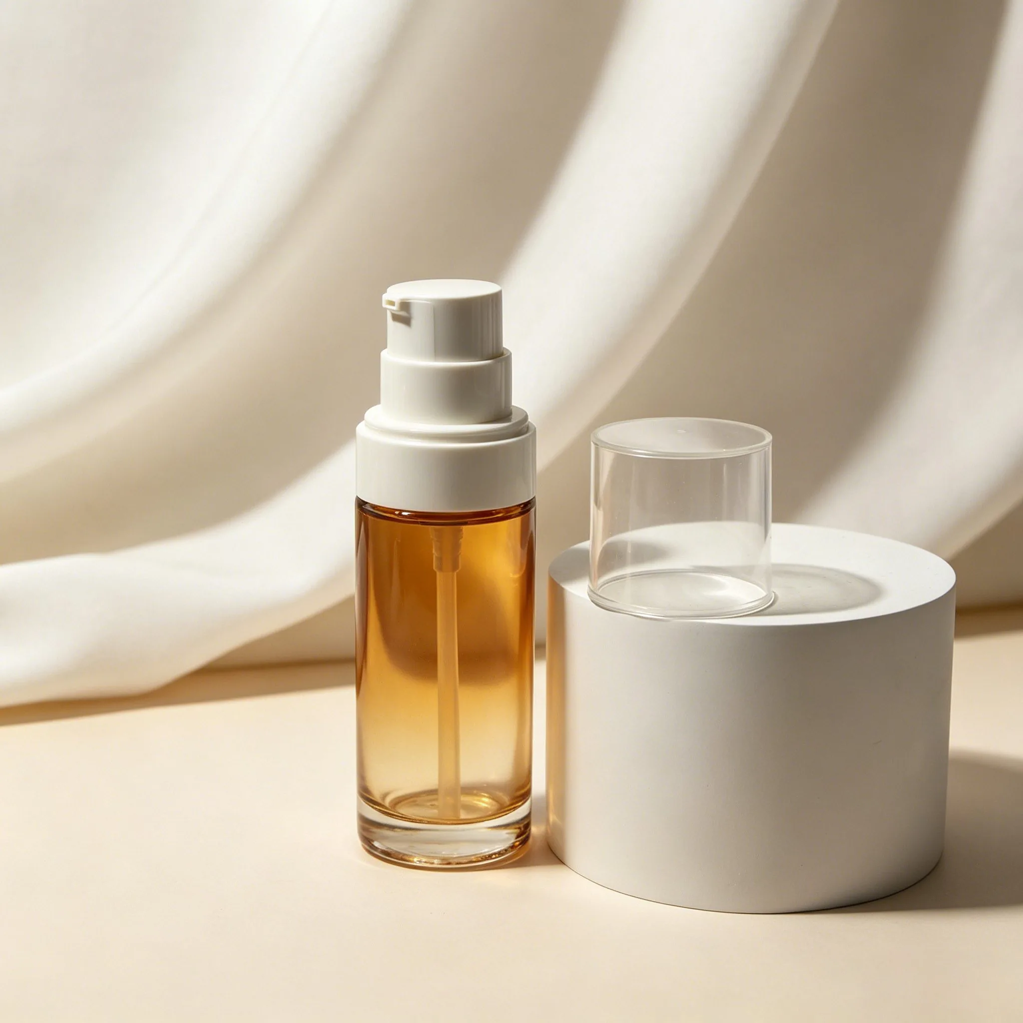 Amber Glass Serum Pump Bottle 30ml