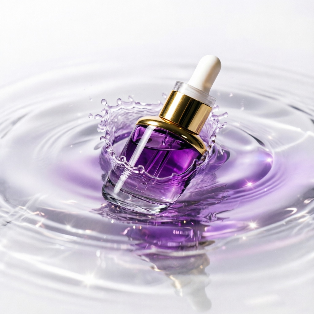 Purple Gradient Glass Serum Dropper Bottle with Gold Pipette