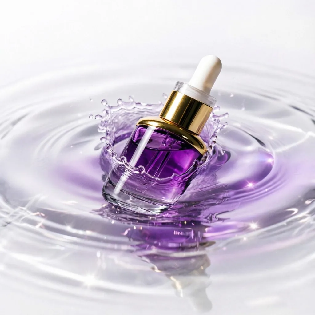 Purple Gradient Glass Serum Dropper Bottle with Gold Pipette