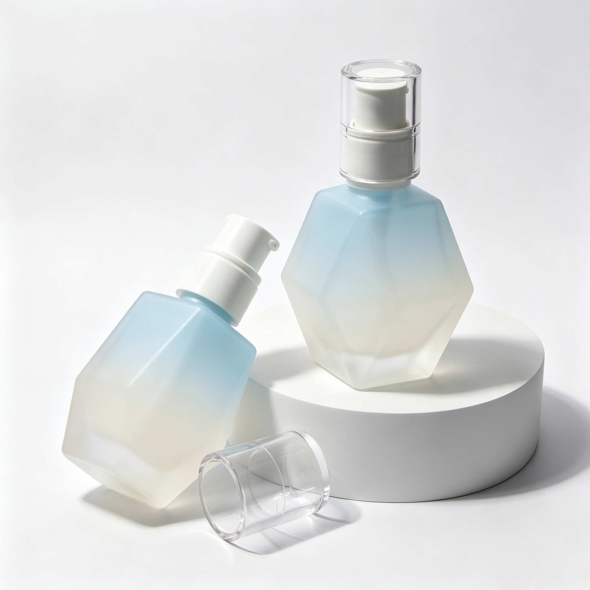 Blue Gradient Polygon Glass Essence Bottle 30ml