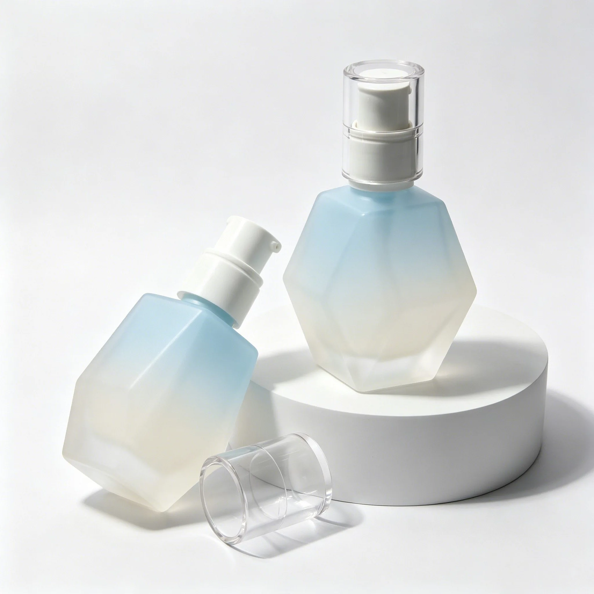 Blue Gradient Polygon Glass Essence Bottle 30ml