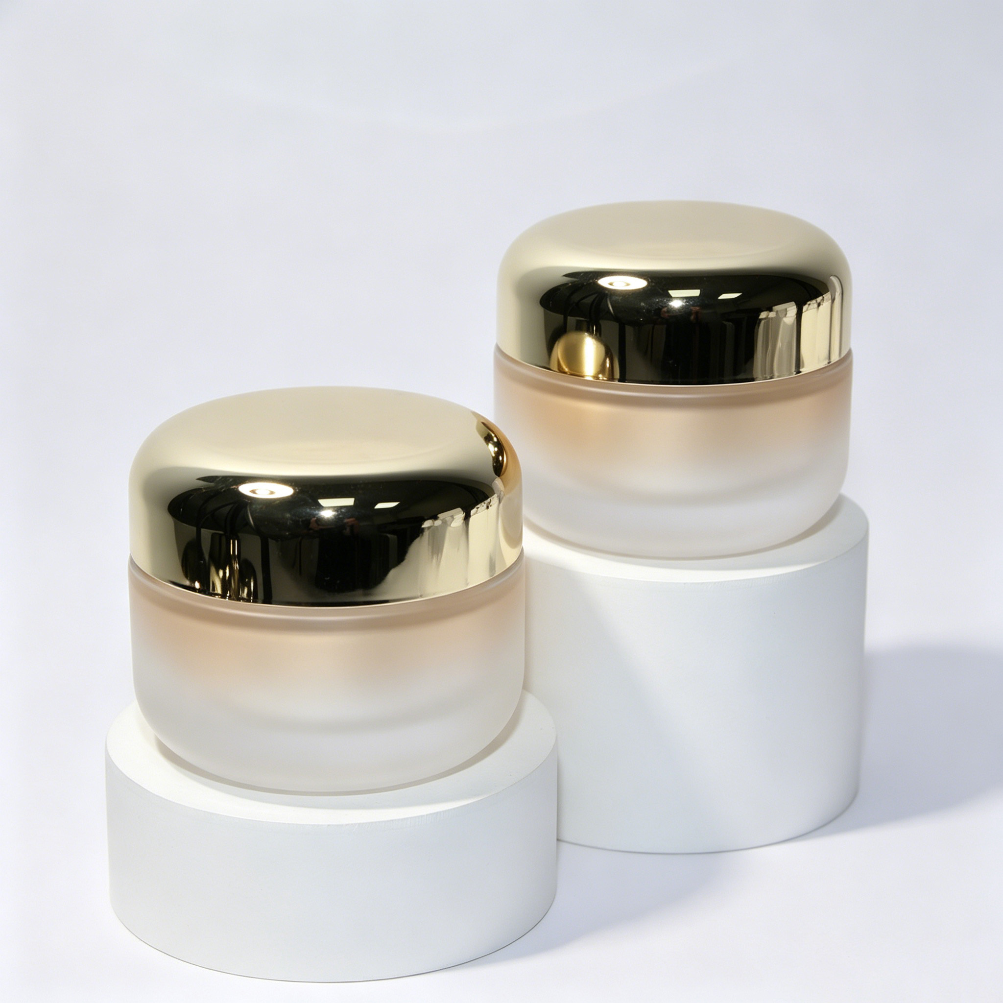 Luxury Champagne Gradient Frosted Glass Cream Jar 15g
