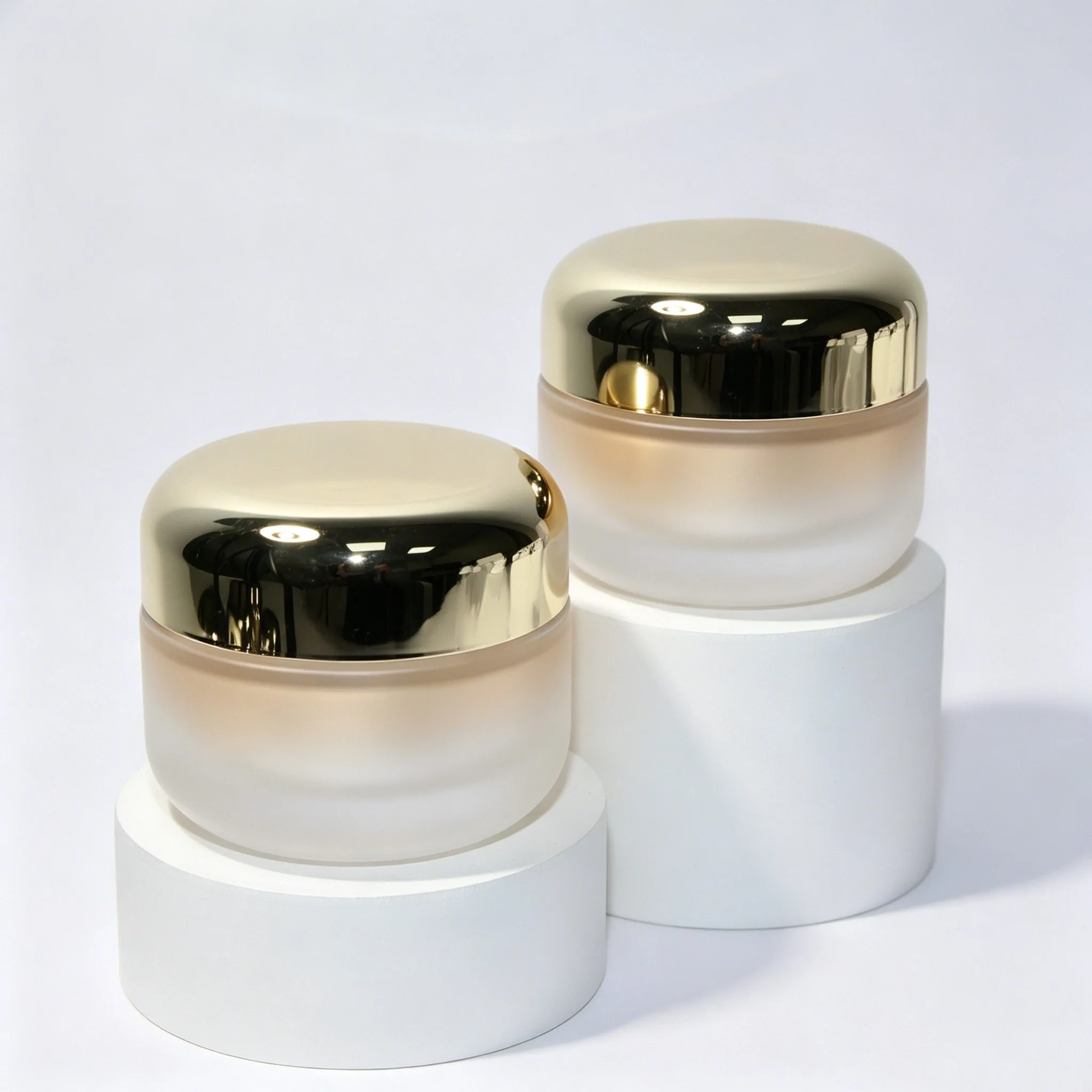 Luxury Champagne Gradient Frosted Glass Cream Jar 15g