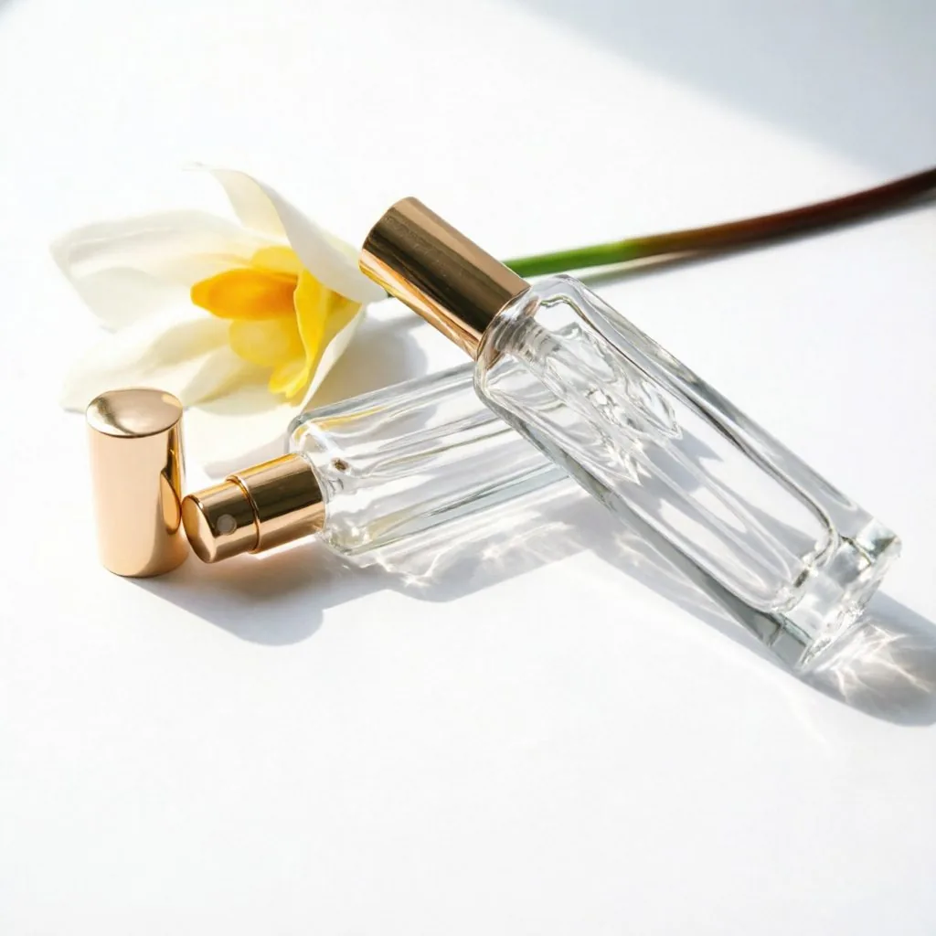Beveled Rectangular Glass parfüm şişesi with Gold Cap 5ml 8ml 15ml 30ml 50ml