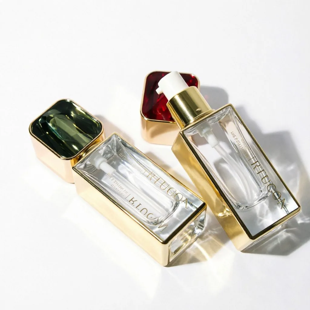 Luxury Rectangular Foundation Bottle with Gemstone Cap