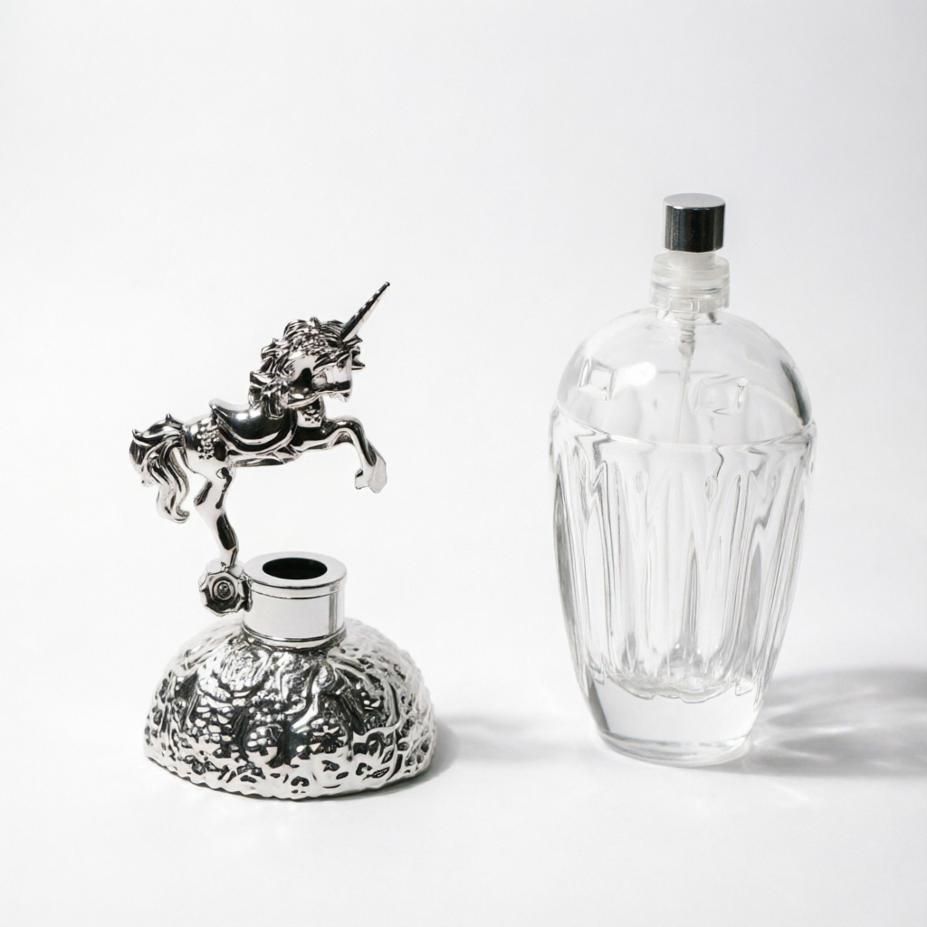 Embossed Glass Perfume Bottle with Unicorn Cap 100ml