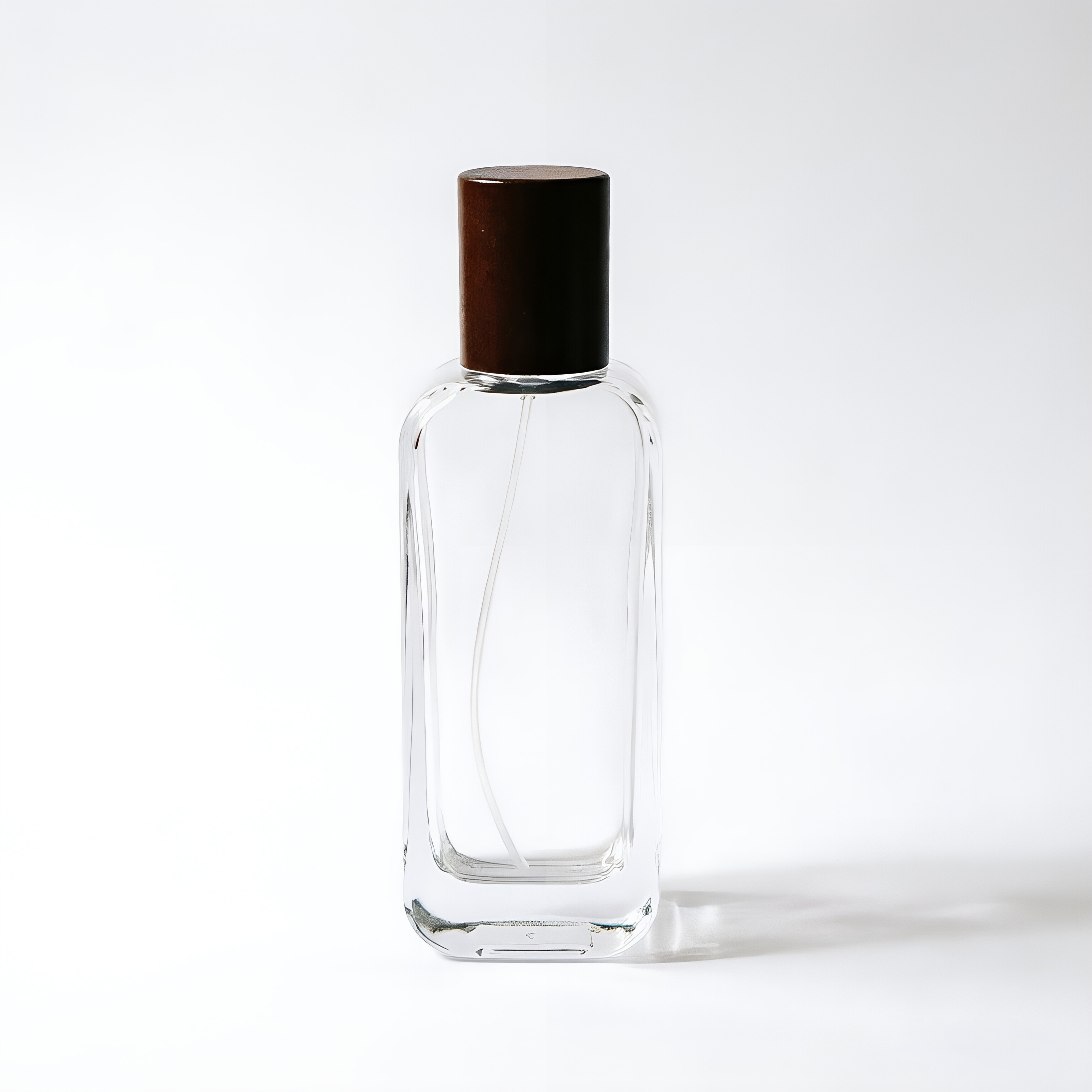 Tall Rectangular Clear Glass Perfume Bottle with Wooden Cap 50ml