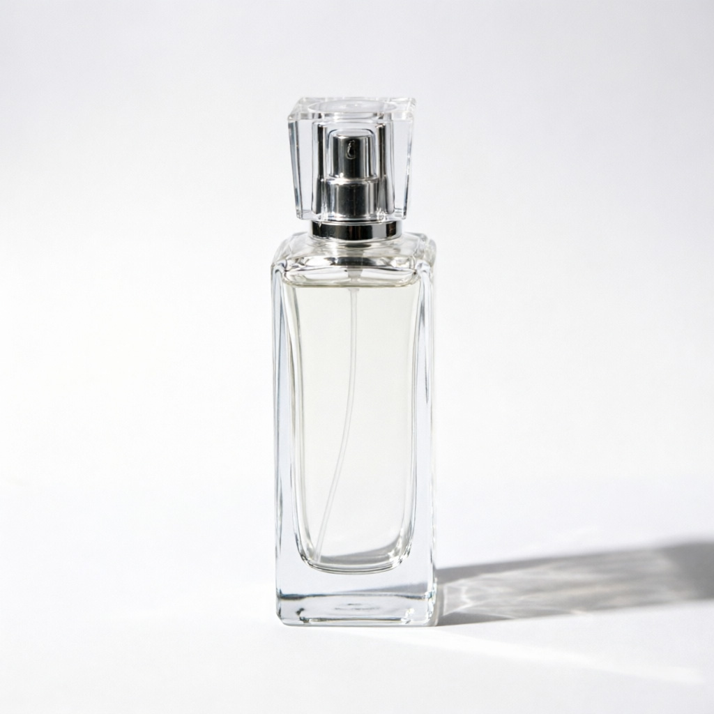 Tall Rectangular Clear Glass Perfume Bottle with Silver Square Cap 50ml