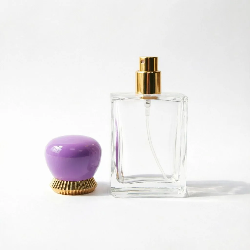 Classic Square Glass 향수 병 포함 Purple Oval Gold Cap 50ml