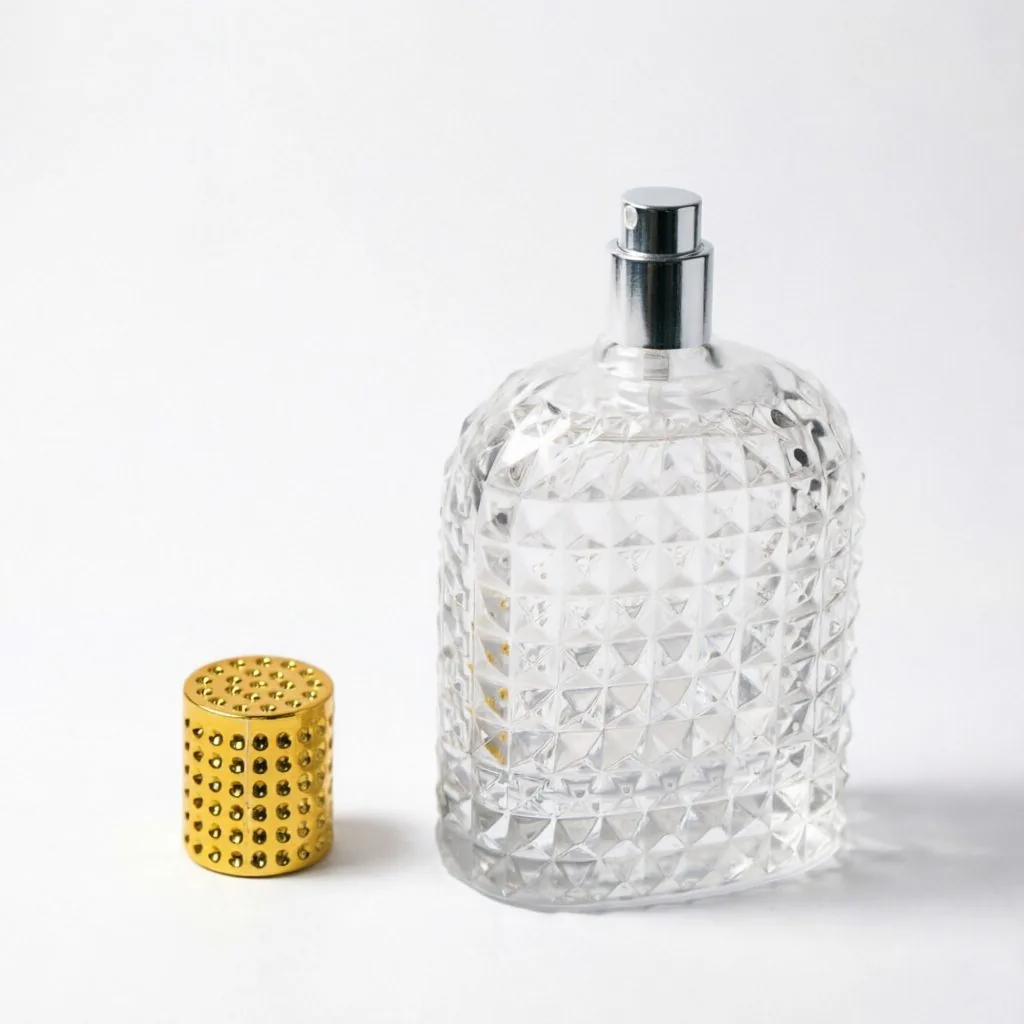 Embossed Glass Perfume Bottle with Diamond Cap 30ml 50ml 100ml