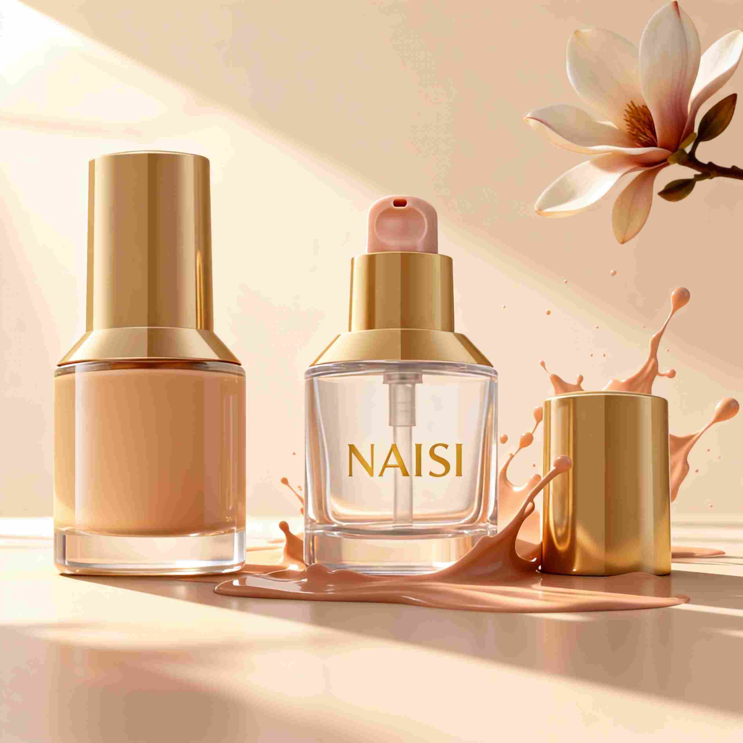 Yellow cap 30ml Empty Liquid Foundation glass Bottle