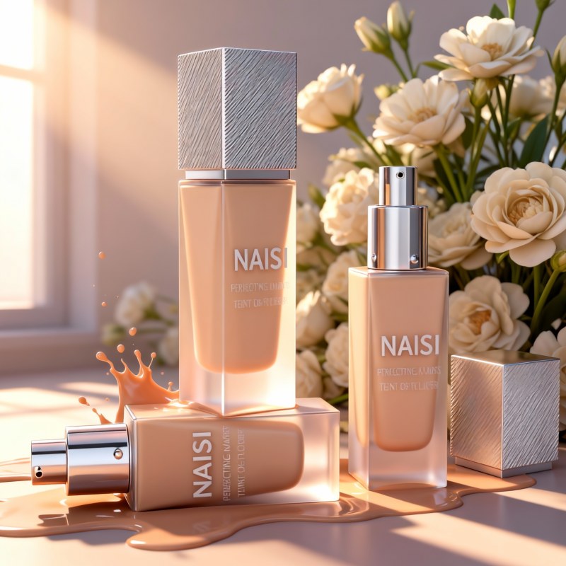 Square 30ml Cosmetic Foundation Lotion Pump Bottle