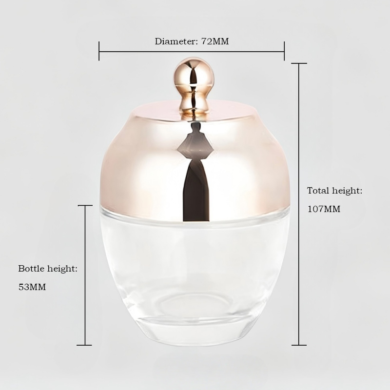 Luxurious 20g, 50g, 100g Facial Cream Jar for Eyes, Glass Jar with Gold Cap