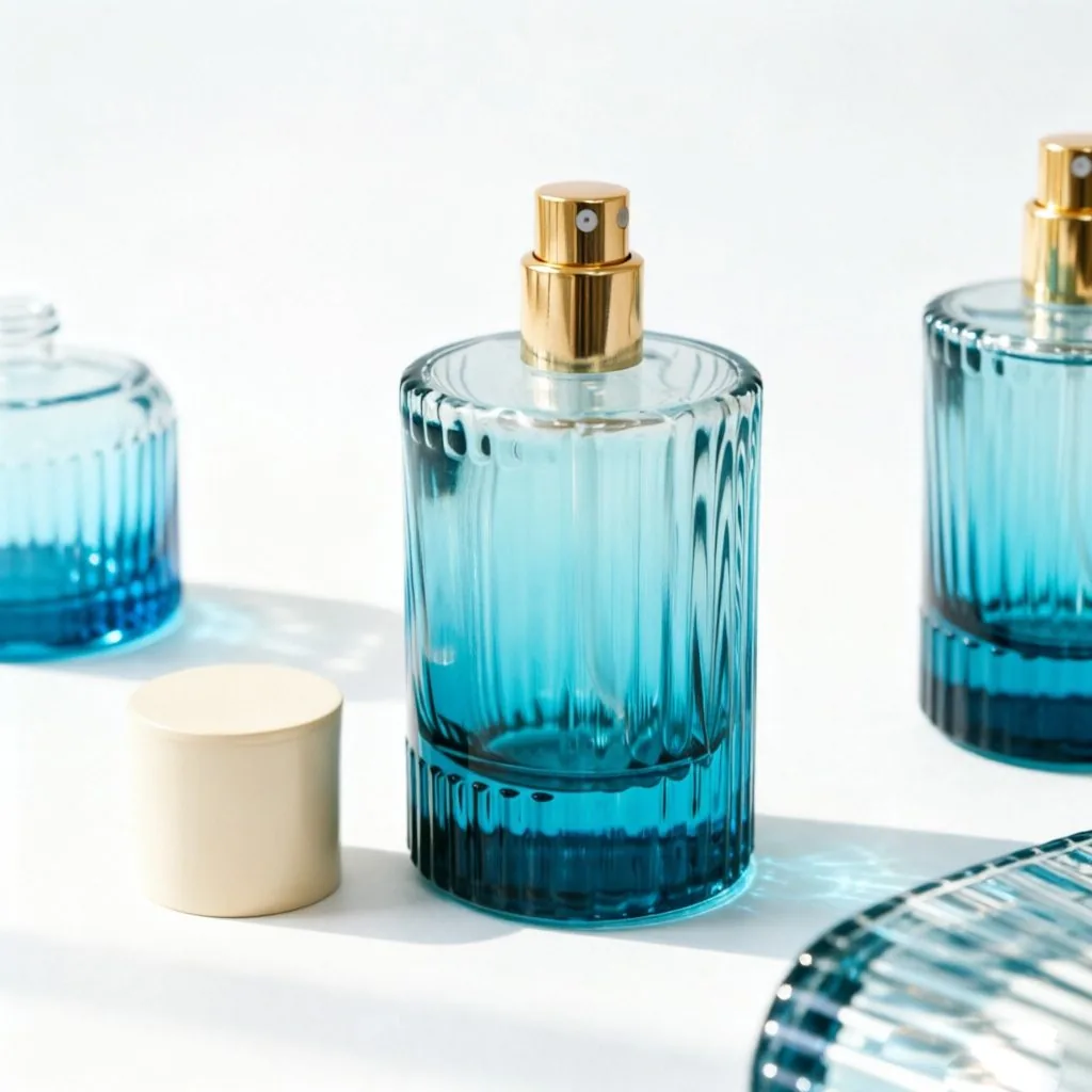 Clear frasco de perfume with Gold Collar