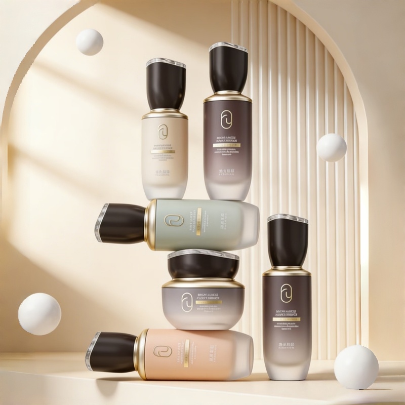 Champagne Gold Cylindrical Skincare flacon Set 100ml 150ml 50g